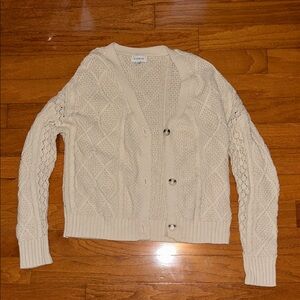 Evereve Cream Cable Knit Cardigan